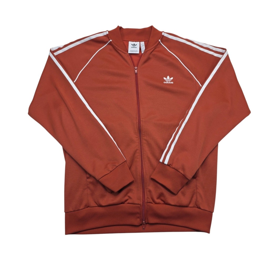 Adidas Originals Superstar Track Jacket Rust Orange White Stripes Mens XL
